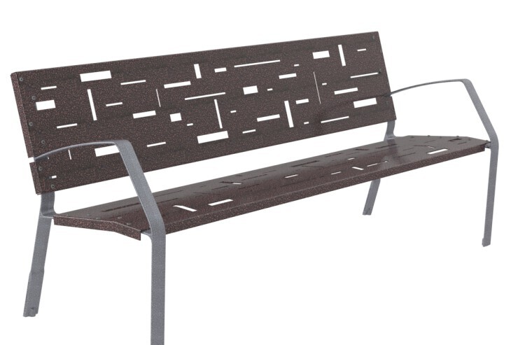 Abstract stalen bank met industrieel design voor openbare ruimte