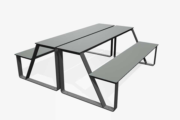 De Bibi picknicktafel is er in een enkele en een dubbele opstelling De Bibi picknicktafel is er in een enkele en een dubbele opstelling