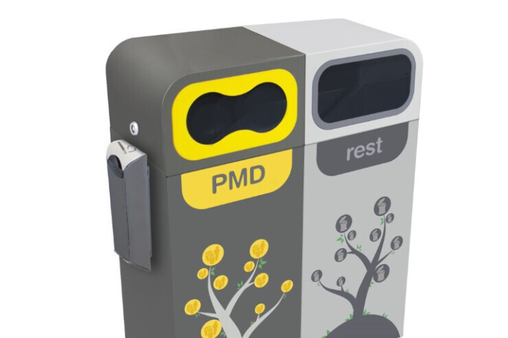 Brussels recycle duo-afvalbak met regenkap Brussels recycle duo-afvalbak met regenkap