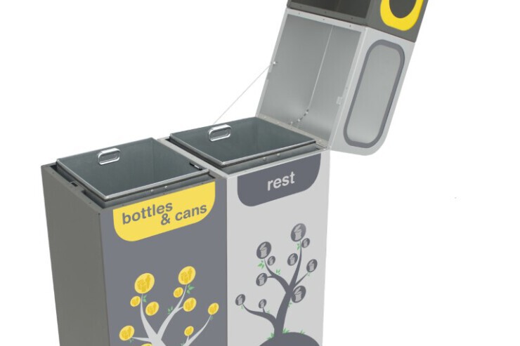 Brussels - dubbele afvalbak met deksel en beveiligd slot Brussels - dubbele afvalbak met deksel en beveiligd slot