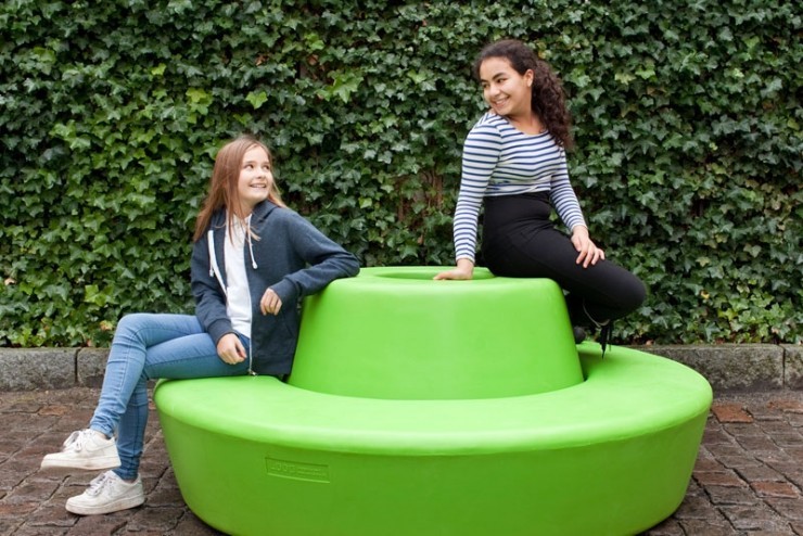 Loop Bank Rond met Rugleuning - groen Loop Bank Rond met Rugleuning - groen