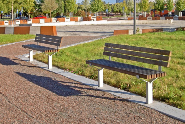 Luma bank wordt vaak toegepast in parken en op pleinen