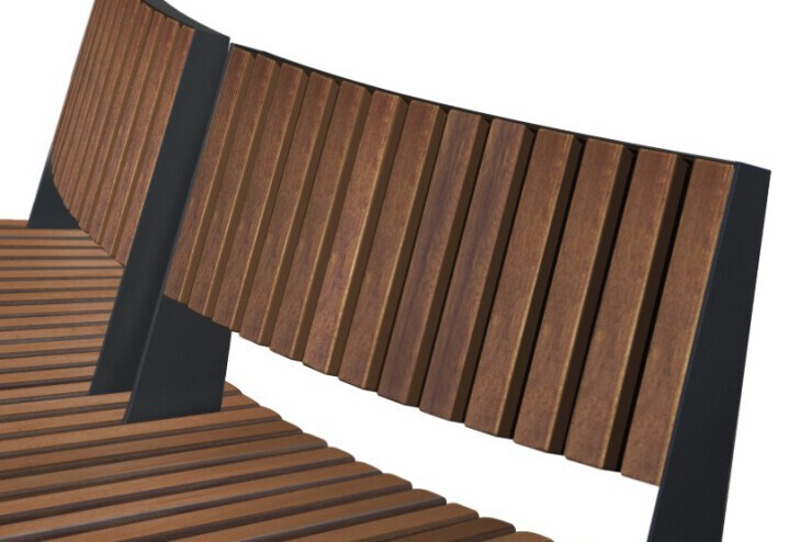 Malaga bank met zitgedeelte en rugleuning van tropisch hardhout Malaga bank met zitgedeelte en rugleuning van tropisch hardhout