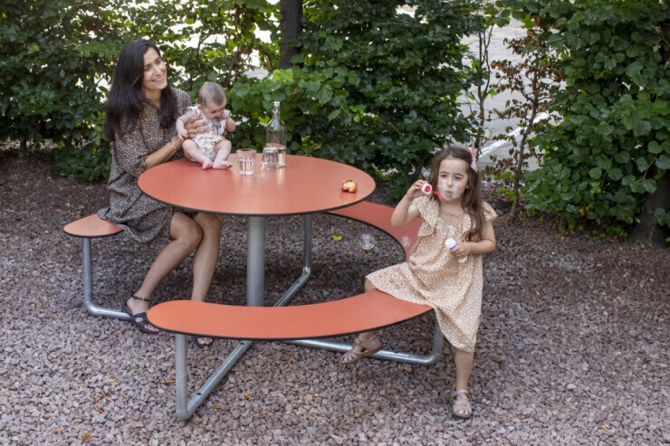 Plateau Picknicktafel Rond in terracotta