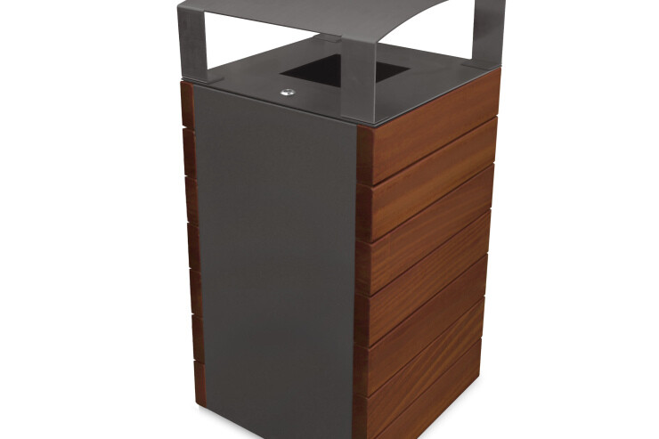 Valencia afvalbak - gecombineerde uitvoering van metaal en tropisch hout Valencia afvalbak - gecombineerde uitvoering van metaal en tropisch hout