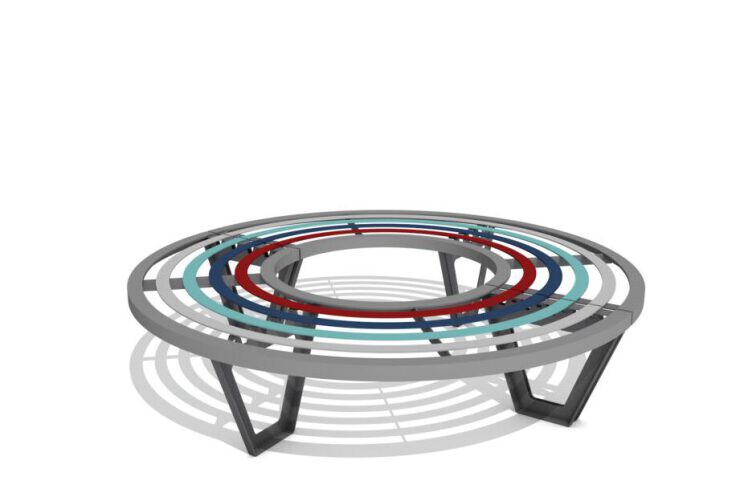 Zebra bank: cirkelvormige bank van metaal Zebra bank: cirkelvormige bank van metaal