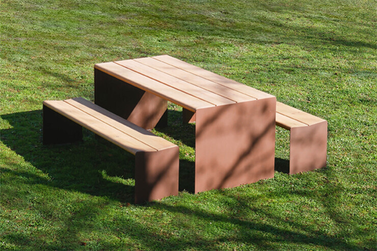 Hey picknicktafel - robuuste, houten afgeronde latten