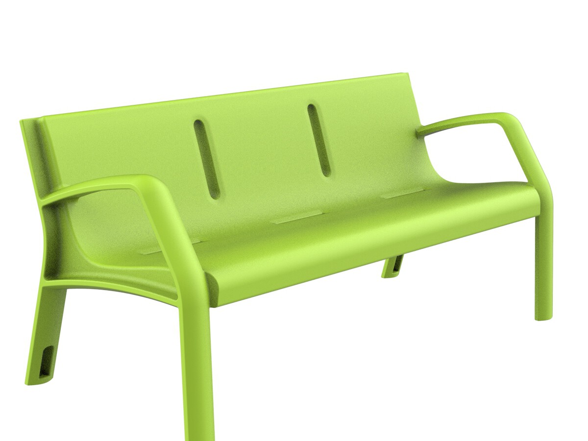 Bank Alvium polyethyleen - lime groen - robuust - duurzaam - 100% recyclebaar voor scholen, sportclubs, parken, recreatiecentra