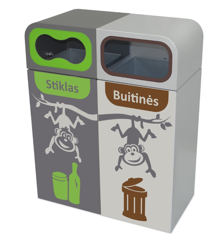 Brussels recycle afvalbak - voorzien van afval stickers naar keuze