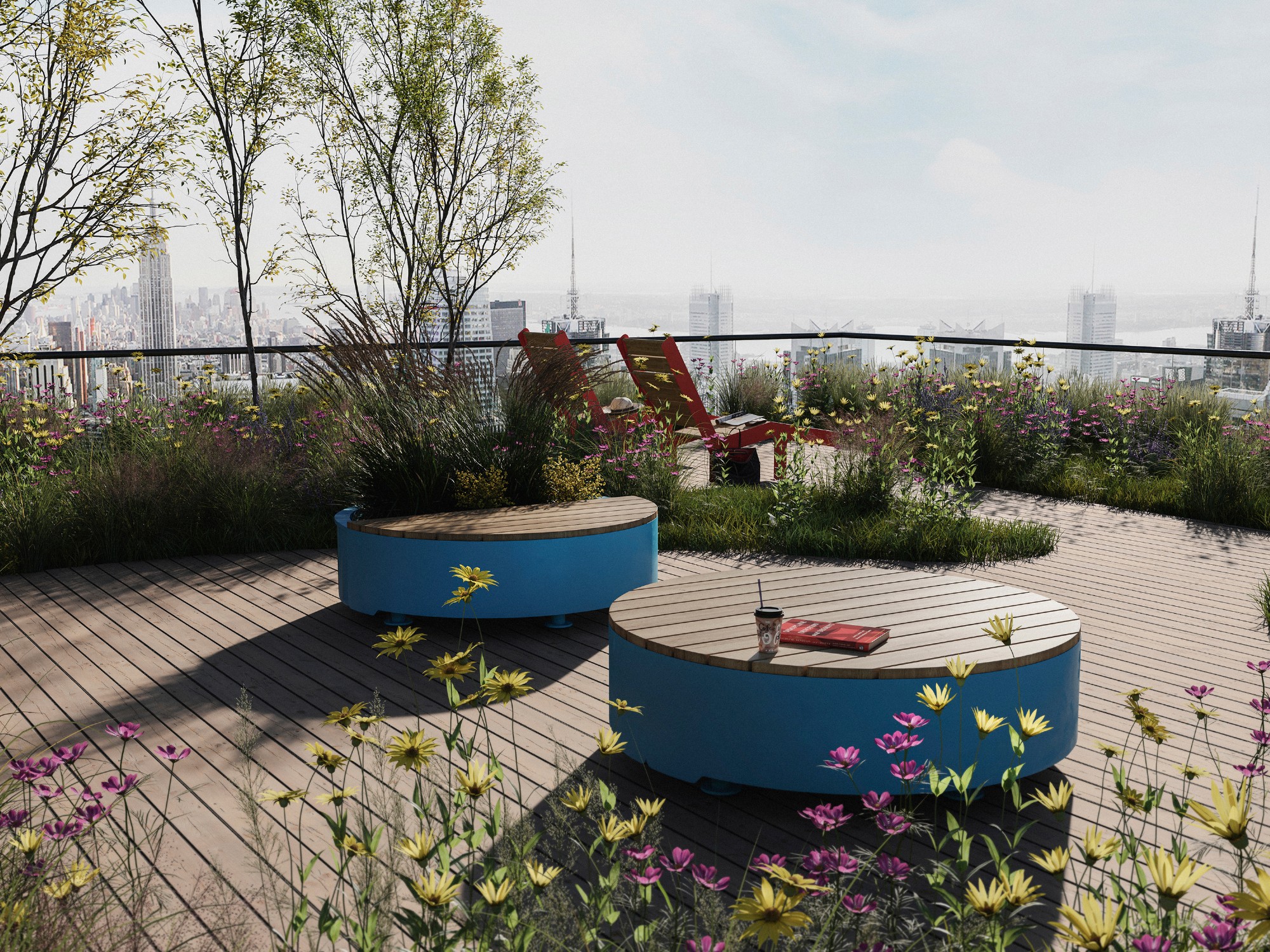 High Round Bank | Rond zitelement van hout en staal | Tjinco