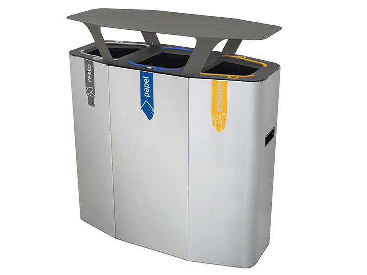 Munchen recycle afvalbak - staal - modulair - accessoires - afvalscheiding - regenkap - binnenemmer - zakhouder met afvalzak