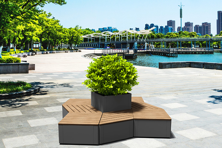 Osaka modulaire bank met plantenbak in het midden