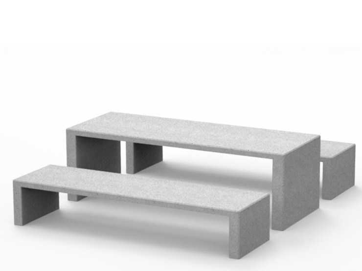 lamina tafel beton betonnen picknicktafel met bank voor buiten straatmeubilair vierkante eethoek voor openbare ruimte schoolplein schoolmeubilair zorg ziekenhuis onderwijs zitten buiten eten werken lunchen collega's hufterproof buitenwerken 