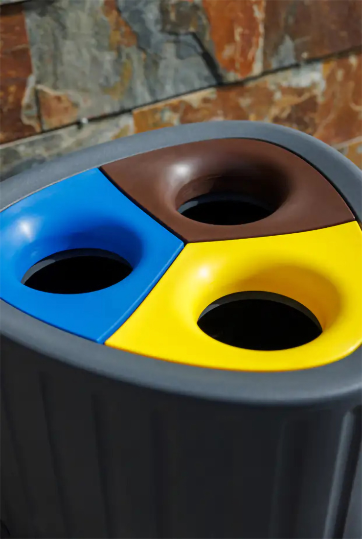 Roma recycle afvalbak - 3 inwerpopeningen voor afvalscheiding