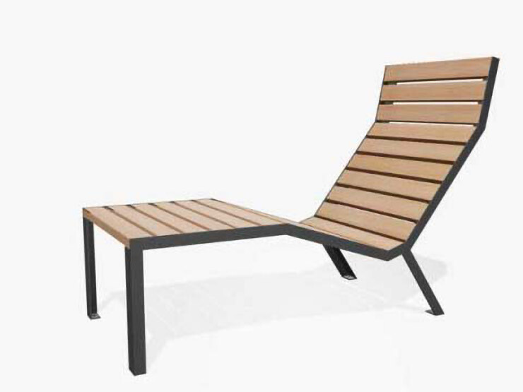  Hop Hop Chaise Longue gemaakt van larikshout en een frame van roestvrij, gepoedercoat staal